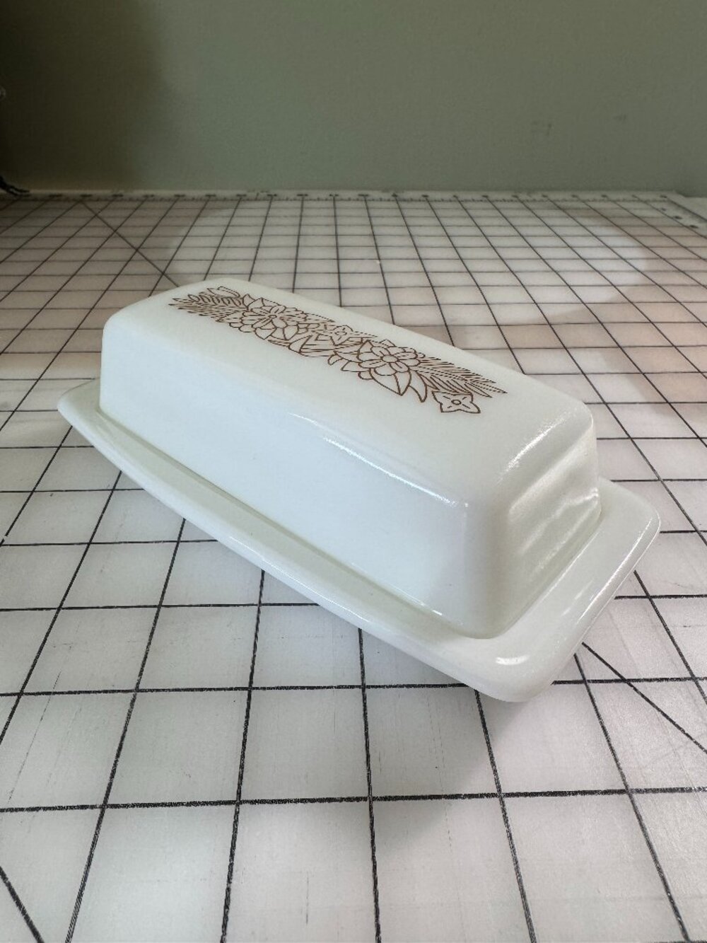 Vintage Pyrex Woodland Brown Floral Butter Dish 72B